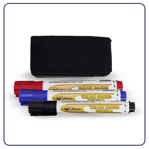 Set de Marcadores y Borrador de Pizarra 4 Piezas