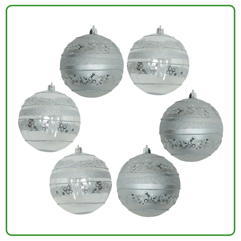 Juego de 6 Bambalinas Plateadas con Lentejuelas