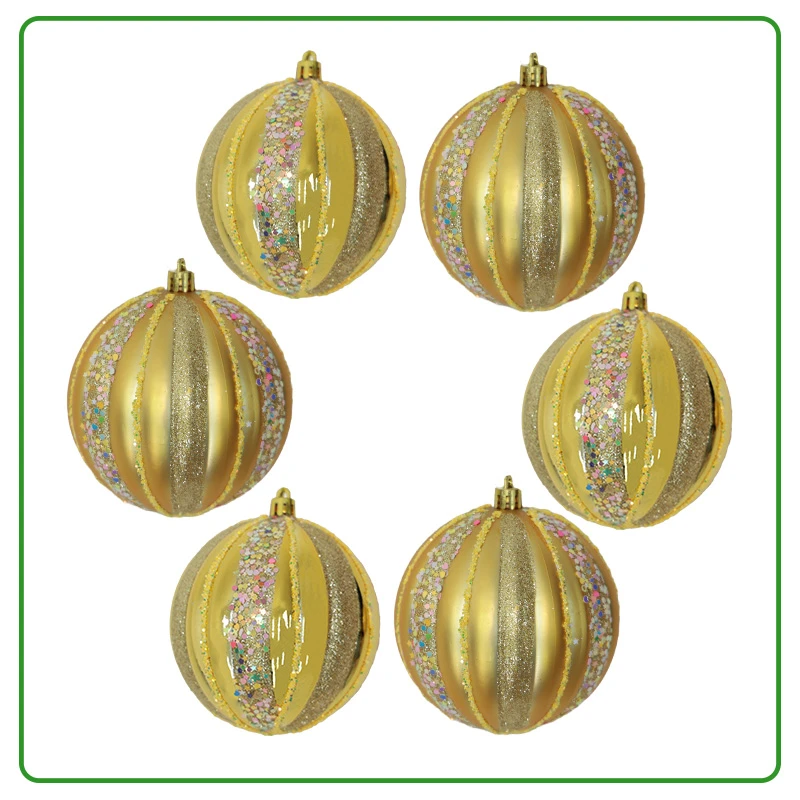 Juego de 6 Bambalinas Doradas con Escarcha