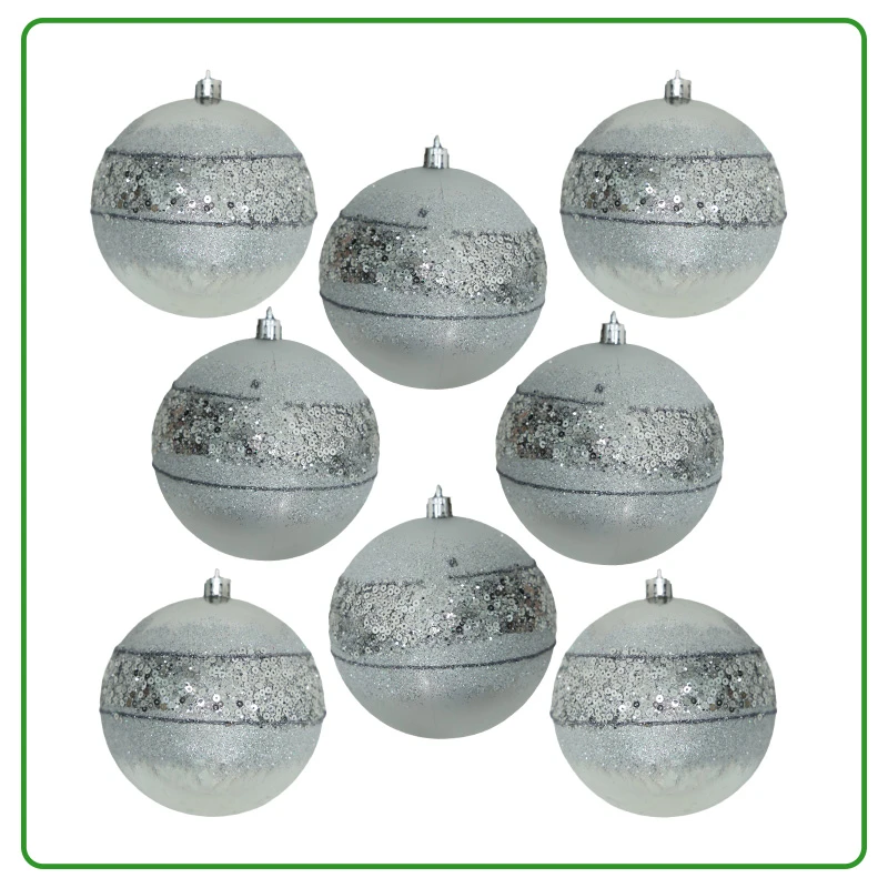 Juego de 8 Bambalinas Plateadas y Escarchadas