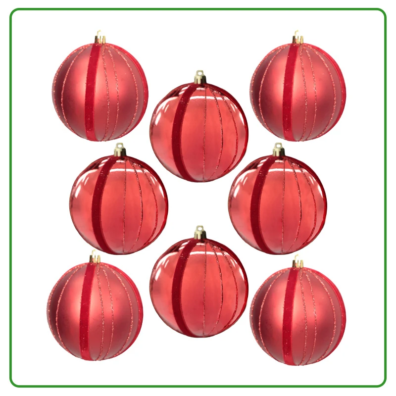 Juego de 8 Bambalinas Rojas con Cinta Gamuzada