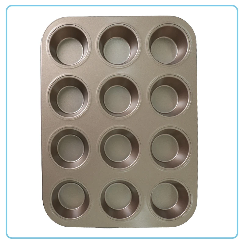 Bandeja dorada para hornear ponquecitos