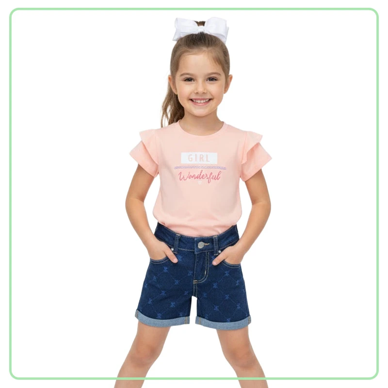 Conjunto de Short con Camisa Rosada para Niña 2 Piezas BUNGY