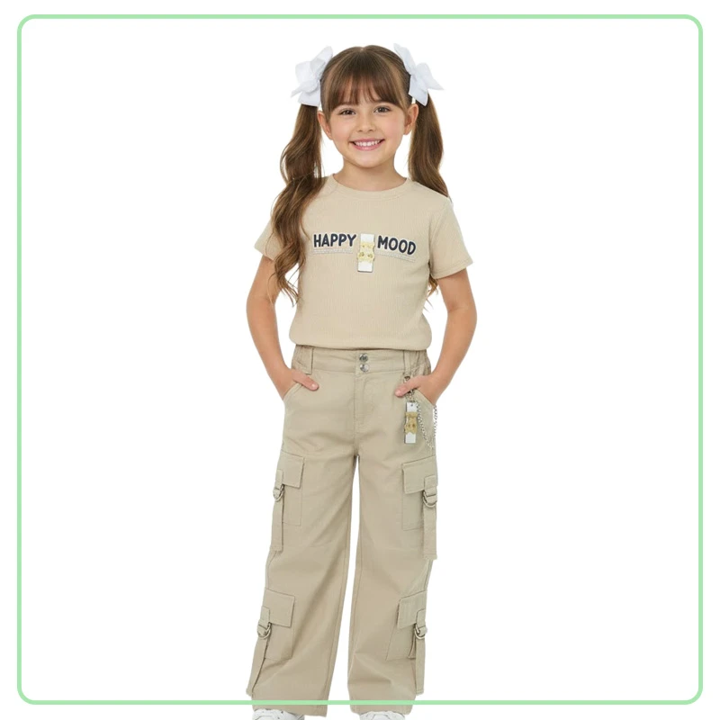 Conjunto Beige Casual de Niña 2 Piezas