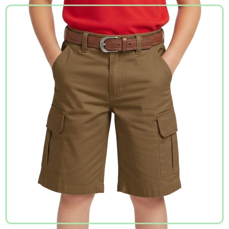 Bermuda Marrón Casual con Correa de Niño