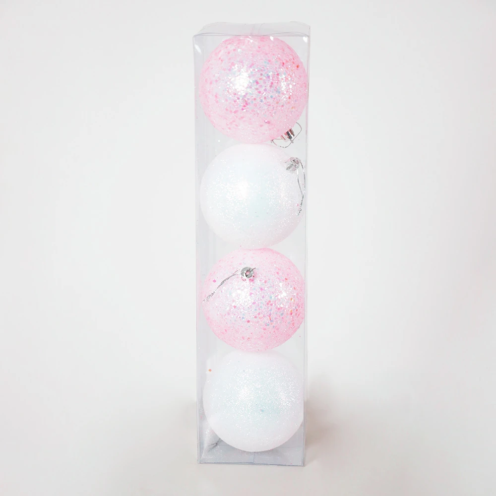 Set de 4 Bambalinas Rosa y Blanco Brillantes